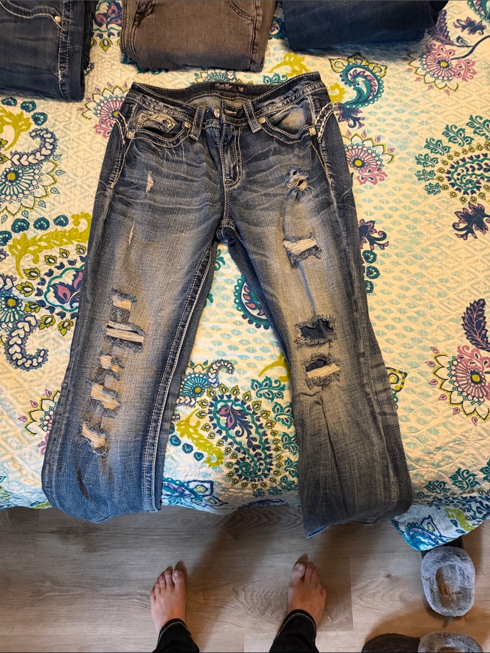 Miss Me Distressed Dark Blue Boot Cut Jeans